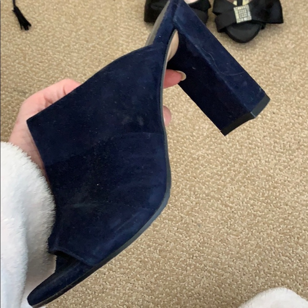 Navy Stuart Weitzman Slides